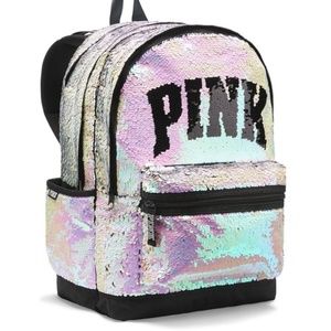 VS Pink Bling Sequin Full Size Backpack New